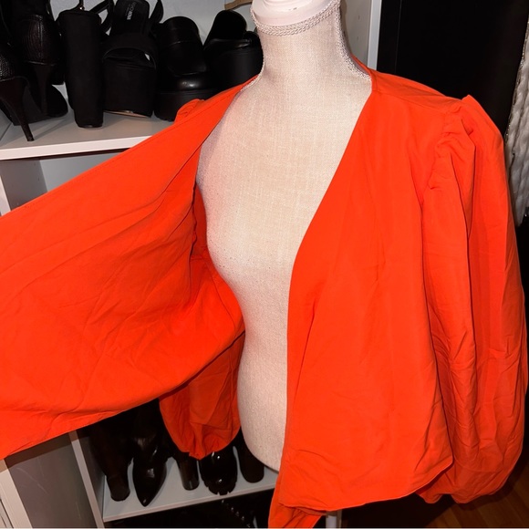 DONATED Lathern Sleeve Knot Front Crop - XXL - Orange - Picture 6 of 8